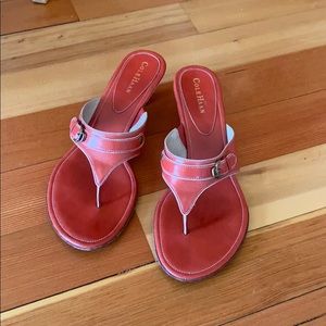 Coral low heel sandals